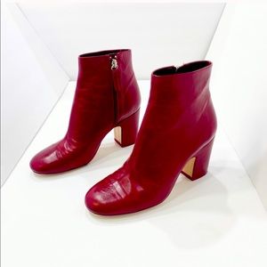 Zara RED soft leather ankle booties